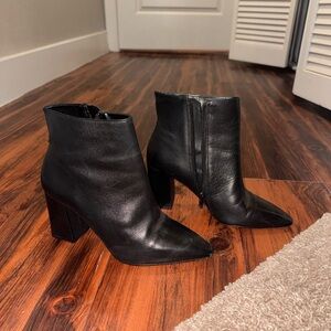 Black leather booties